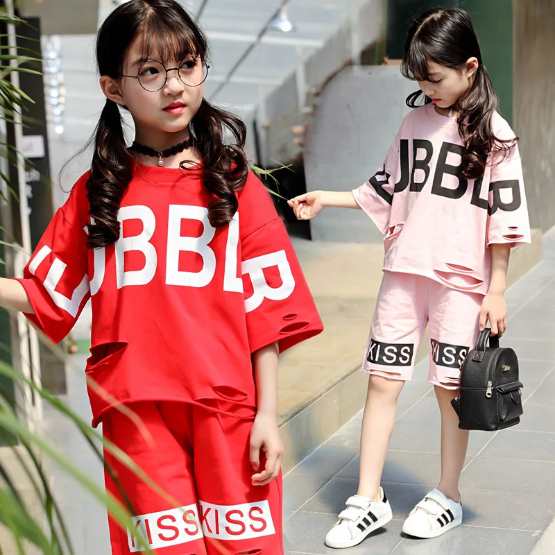 

Girl Spring Summer Wear New Pattern Korean Child Children Leisure Time Digital Suit Summer Two Pieces Kids Clothing Sets