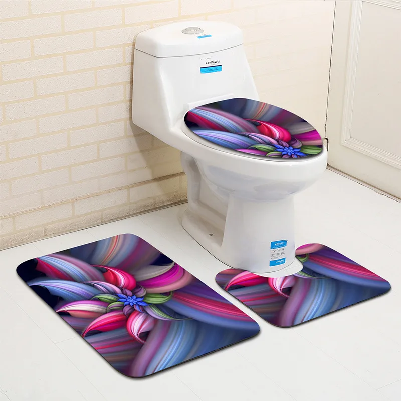 Zeegle цветочный узор 3 шт. коврики для ванной пьедестал коврик моющийся пол коврик крышка Туалет абсорбирующий коврик для ванной комплект Противоскользящий коврик для ног
