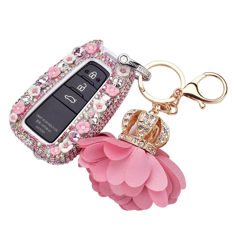 

Lady Style Ceramics Flower 2 3 4 Button Car Key Fob Case Cover Holder For Toyota CHR C-HR 2018 Prius 2016 2017 Corolla RAV4