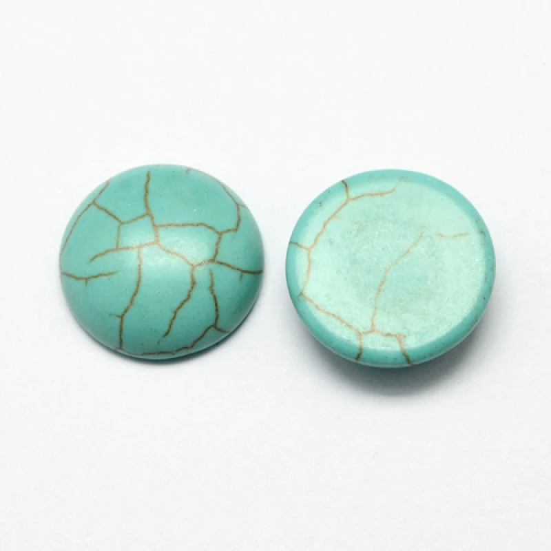 

Pandahall craft findings dyed synthetic turquoise stone flat back dome cabochons for jewelry making,half round,darkcyan, 6x3mm