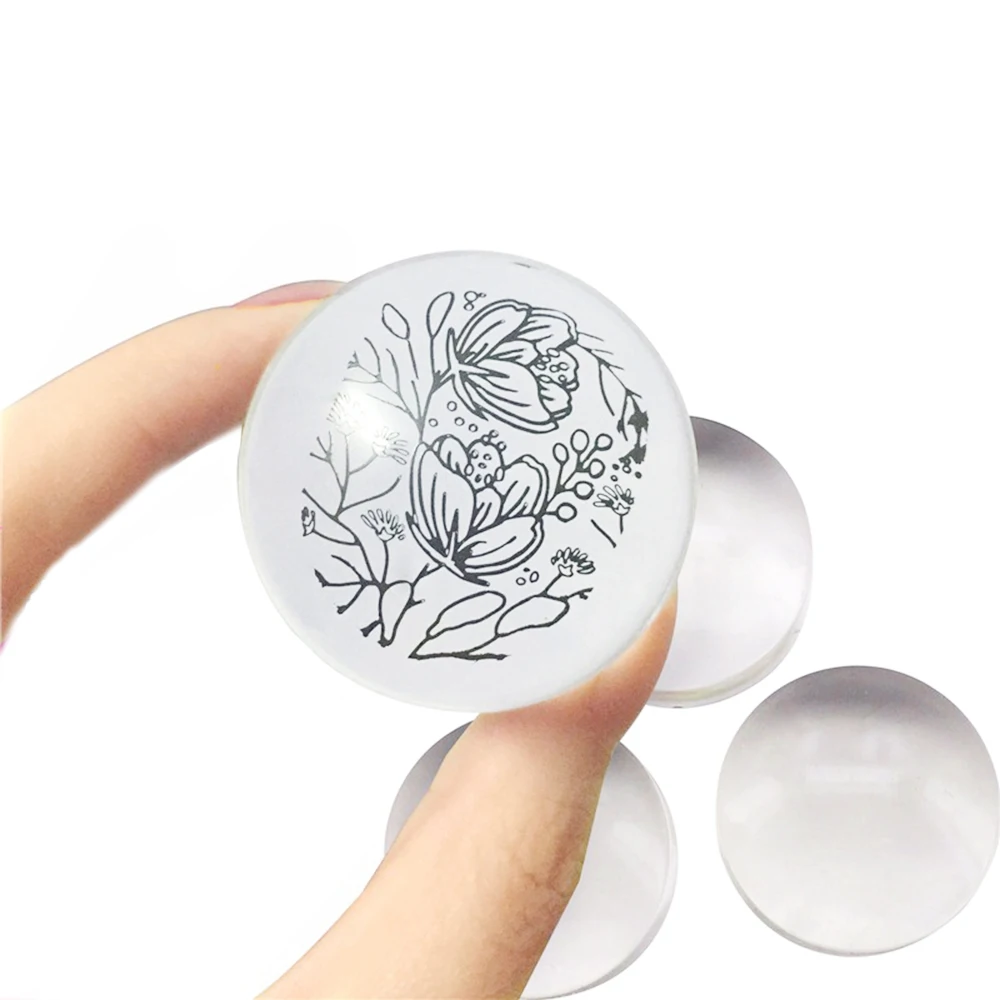 

Unique New Hot Design Pure Clear Jelly Silicone Nail Art Stamper Head Transparent 2.8cm Nail Stamp Stamping Tools