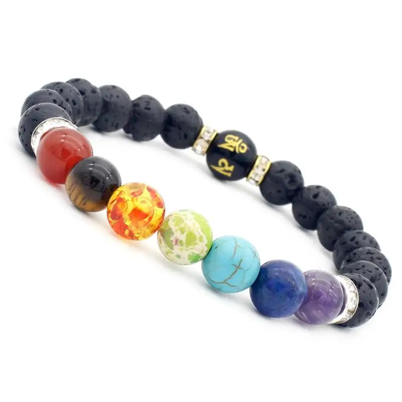 

Yoga Handmade 7 Chakra Tree Of Life Charm Bracelets Lava Stones Multicolor Beads Rope Bracelet Women Men Bracelets Bangles
