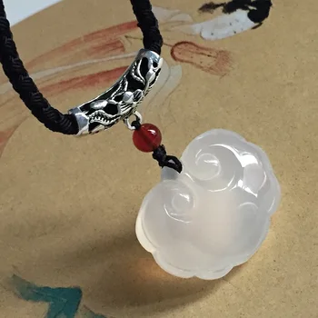 

Natural Brazil white Chalcedony Baby lock Ruyi Child Jade Pendant With Necklace Gift giving Ornament*Free Gift Box