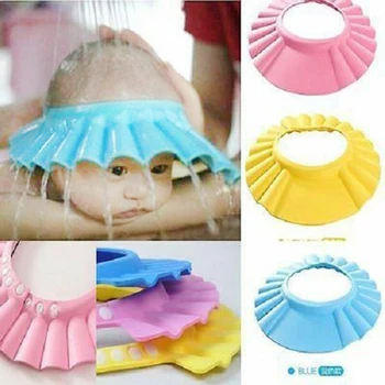 

Wash Hair Shield Children Bathing Shower Cap Baby Shampoo Shower Bathing Cap Soft Adjustable Bathing Hat for Toddler Baby