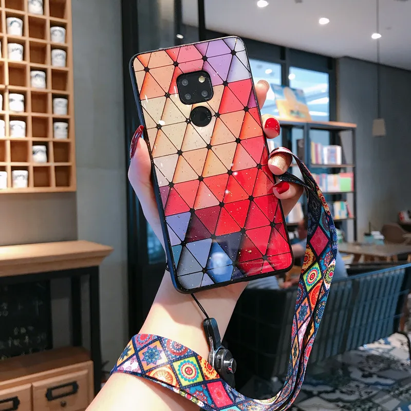 

Luxury Brand Colorful Diamond Mobile Phone Case For HUAWEI Mate 9 10Pro mate 20Lite Coque Fundas Grid Pattern P10 P20 Plus P30
