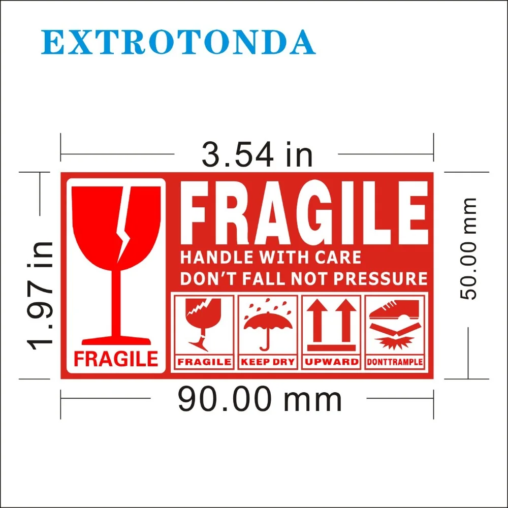 

Fragile Warning Label Sticker 500pcs/lot 9x5cm Fragile Sticker Up and Handle With Care Keep Dry Shipping Express Label