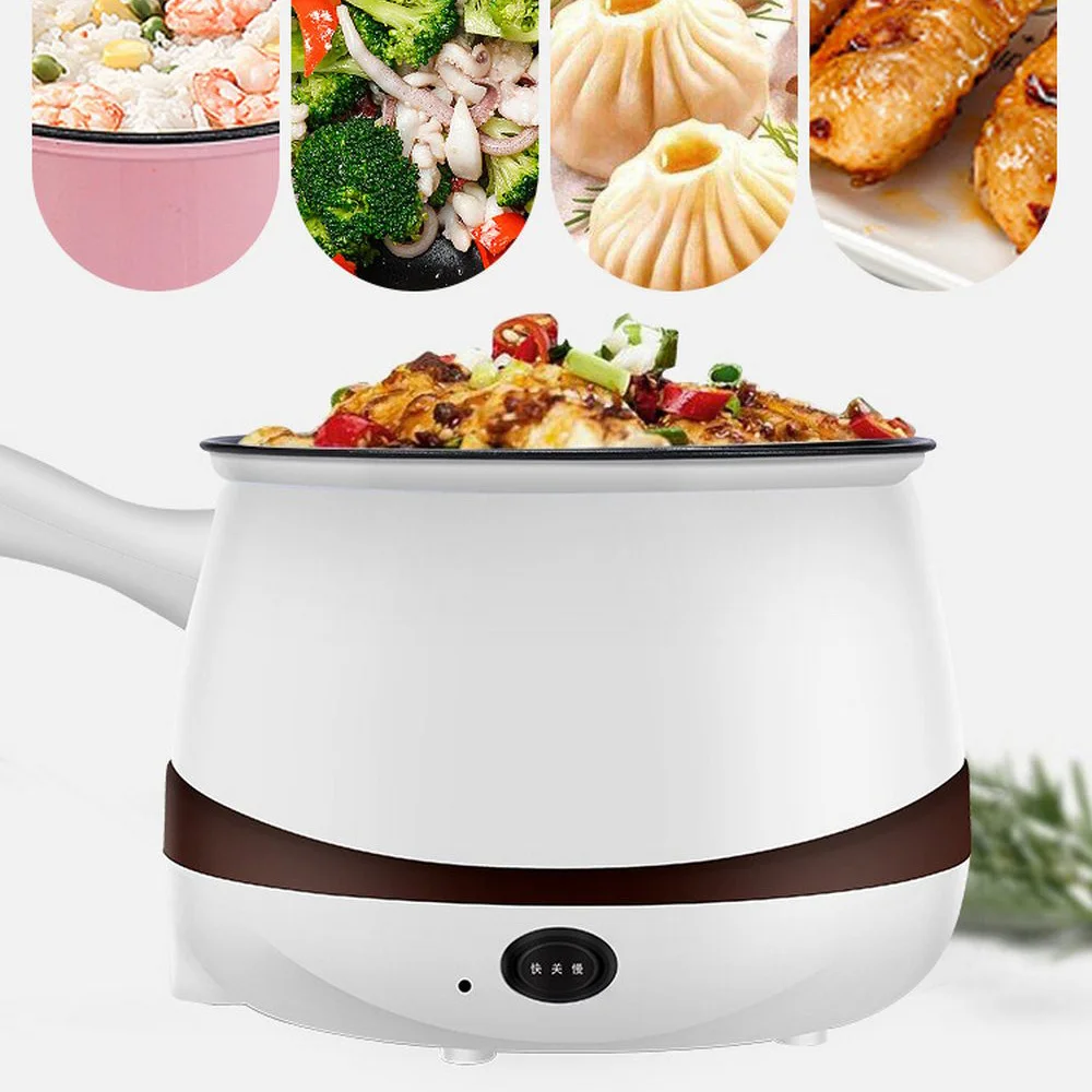 Home Kitchen Electric Cooker Single Double Heating Pot Multi-function Cooking Stew Steaming Cooking Pot with 2 Spoons Chopsticks