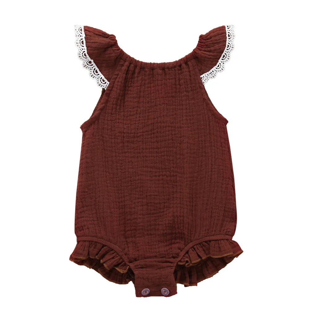 

NewBorn Baby Girl Boy Clothes Fashion Fly Sleeve Sweet Lace Solid Print Ruffles Romper Clothes комбинезон для новорожденных