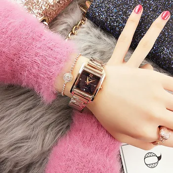 

High-End Custom Chain Ladies Watch Square Rhinestone-Studded Star Surface Quartz Waterproof Tide Watch