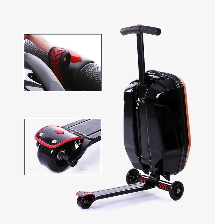 Дизайн классный самокат чемодан, сумка, багаж с колеса скейтборда чемодан Дорожный чемодан-тележка для мужчин и женщин багаж