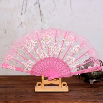 

Traditional Chinese lace folding hand fan women dance fan wedding favors gifts 100pcs wen6644