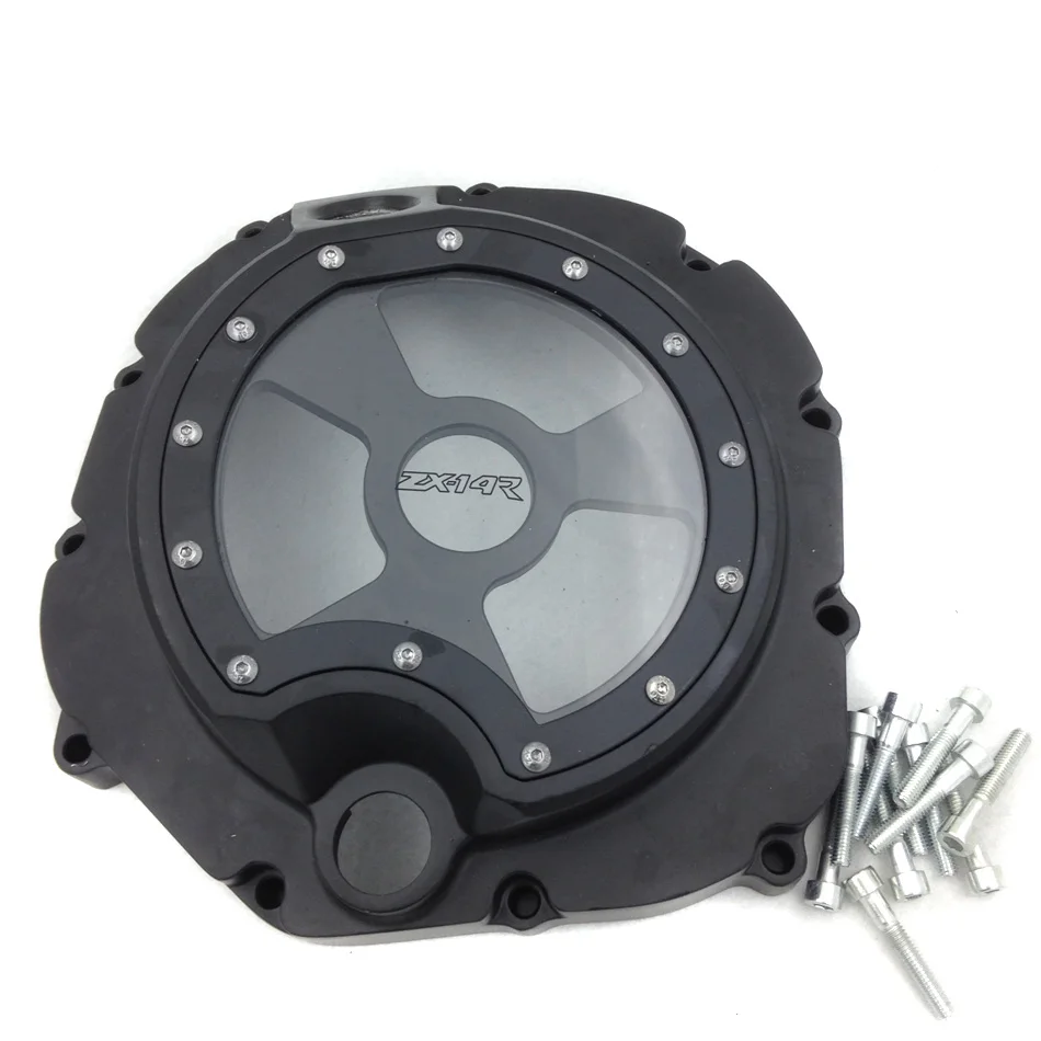 

For Motorcycle Kawasaki ZX14R ZZR1400 2006-2013 BLACK right Engine Clutch cover see through