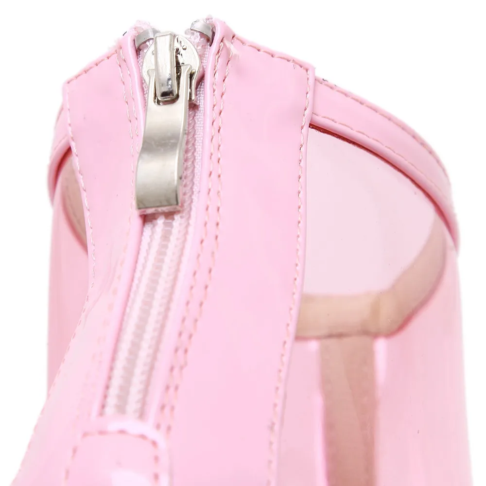 Прозрачные женские босоножки из ПВХ, прозрачные сапоги с открытым носком, женская обувь на высоком каблуке, розовые однотонные ботильоны на молнии сзади
