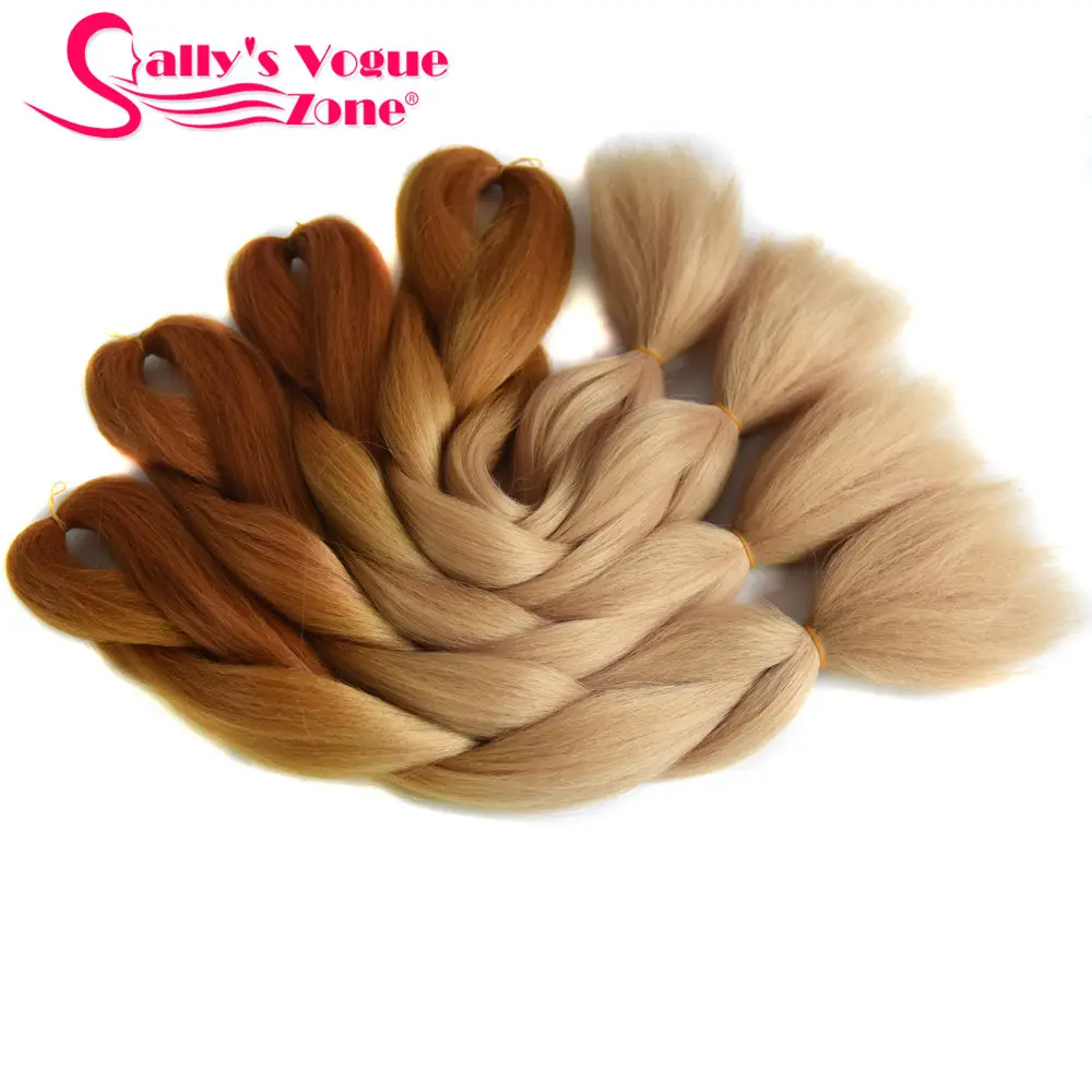 Высокая температура волокна синтетические волосы для наращивания Омбре плетение волос 2 тона черный серебряный серый цвет Sallyhair 24 дюймов Джамбо косы - Цвет: P2/350