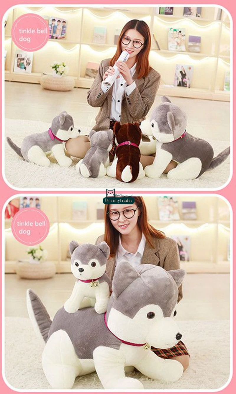 Dorimytrader Relistic Animal  Tinkle Bell DogPlush Toy Cute Stuffed Soft Cartoon Husky Dog Doll Kids Play Dolls Children Gift 31inches 80cm DY61752 (15)