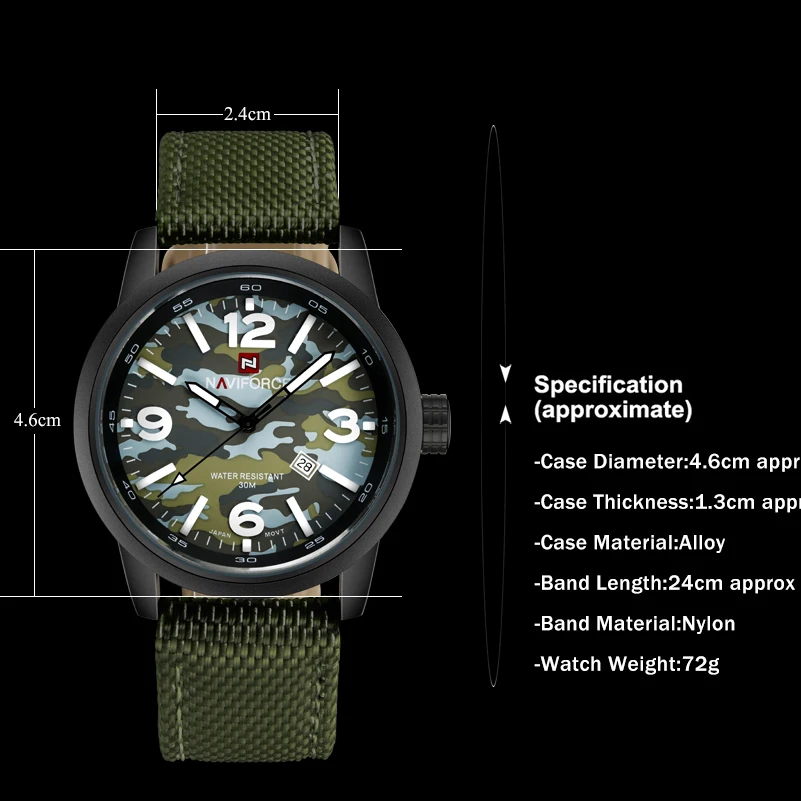 NAVIFORCE мужские военные спортивные часы армейские камуфляжные кварцевые