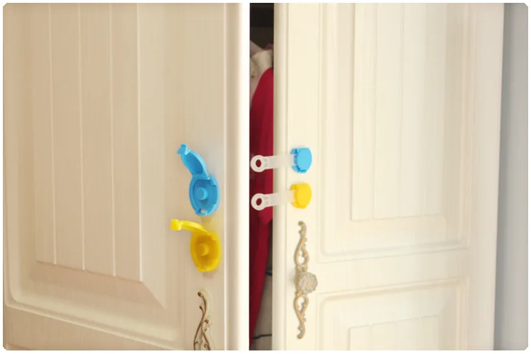  Kids Safety Locks Cabinet Door Children Kids Drawer Refrigerator Locks Children Safety Protection Plastic Security Locks Straps