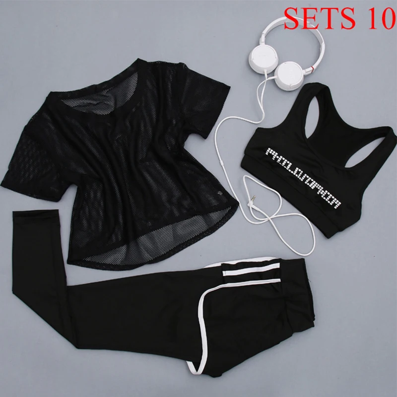 Women Sportwear 3 Pieces Suits Fitness Yoga Set T-Shirt&Bra&Shorts Sport Set Gym Clothes Sport Wear Training Suit Running,ZF197