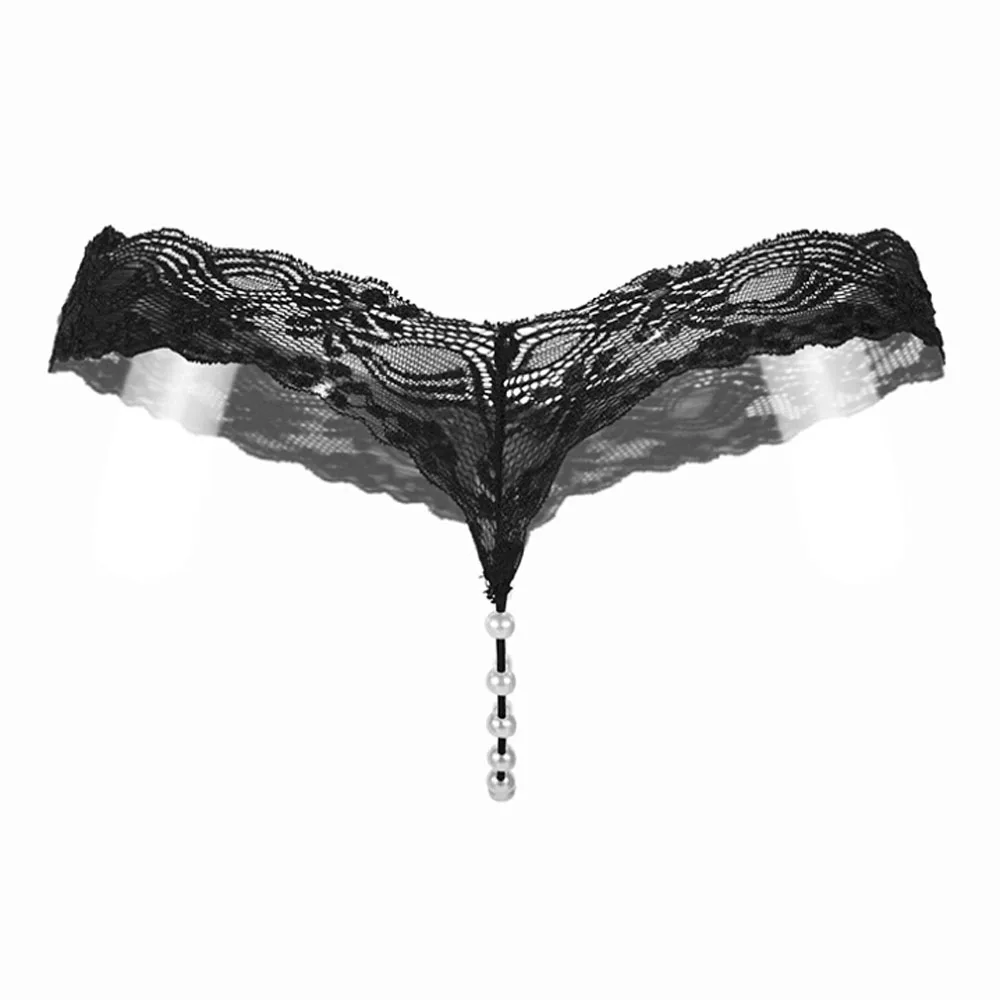 

Women Sexy Lace Floral Rope Underwear Thongs Pearls G-String Panties Intimates Underwear Elastic Free Size