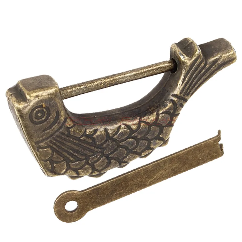 Craft Supplies & Tools Golden color Antique Stylish Fish Padlock Doors ...