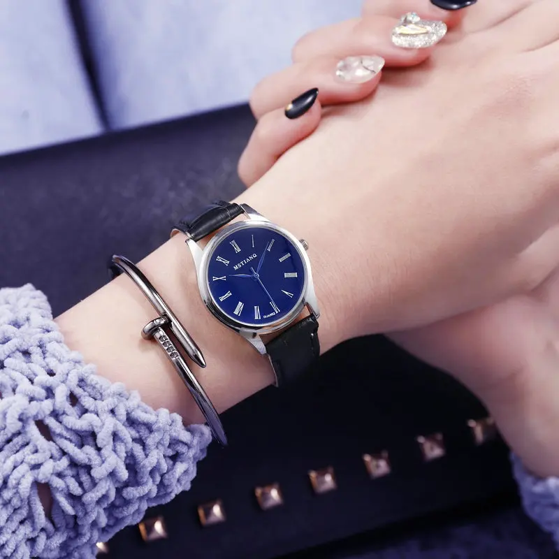 Новые модные парные часы для влюбленных подарок для мужчин и женщин спортивные водонепроницаемые женские кварцевые часы для пары Relogio Feminino - Цвет: Women blue