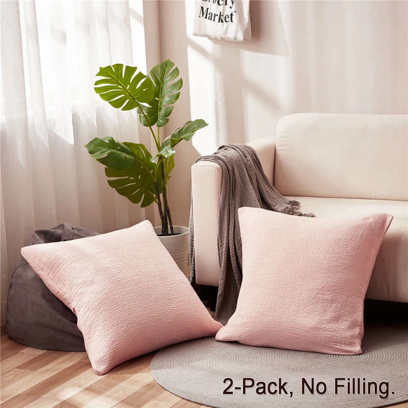 

PHF Jacquard Decorative Pillowcase One Pair Solid Color Cotton Pillow Cover