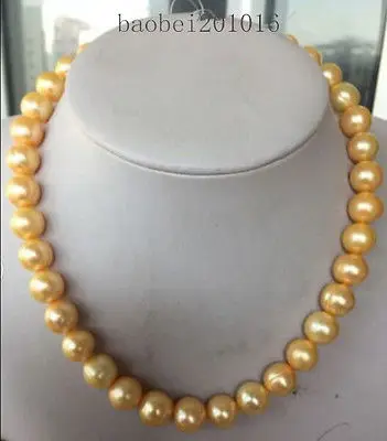 

FREE SHIPPING>>>Huge 10-11MM Australian south sea gold pearl necklace 18