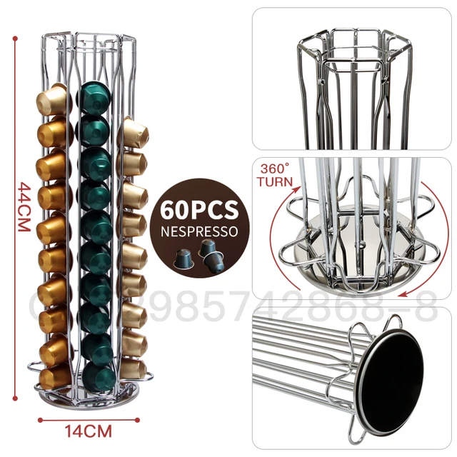 Best Price Stainless Steel Revolving Rotating 60 Capsules Coffee Pod Holder Tower Stand Rack For Nespresso HN3005 Ship From Russian 