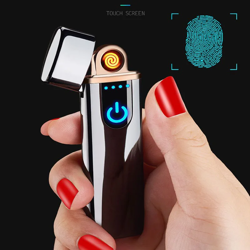 

Ultra-thin Touch Type Electric Cigarette Lighter USB Charging Connector Heating Line Windproof Rechargeable Lighter Men