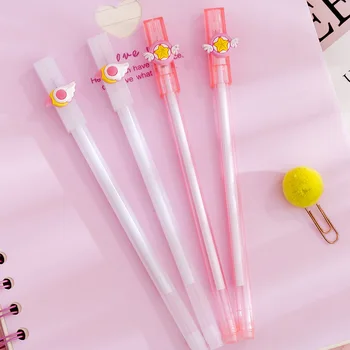 

4Pcs Japanese Cute Kawai Scepter Gel Pen Creative Mocha Beautiful Girl Sakura Star Lovely Gift School Supplies Stationery Kawaii