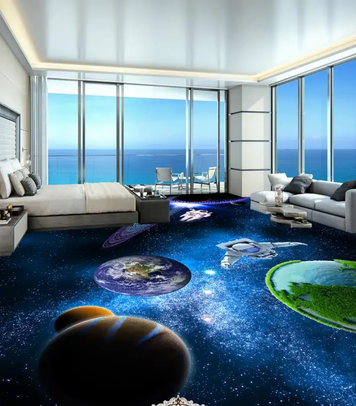 customized vinyl flooring tile 3D Green 3d floor mural wallpaper