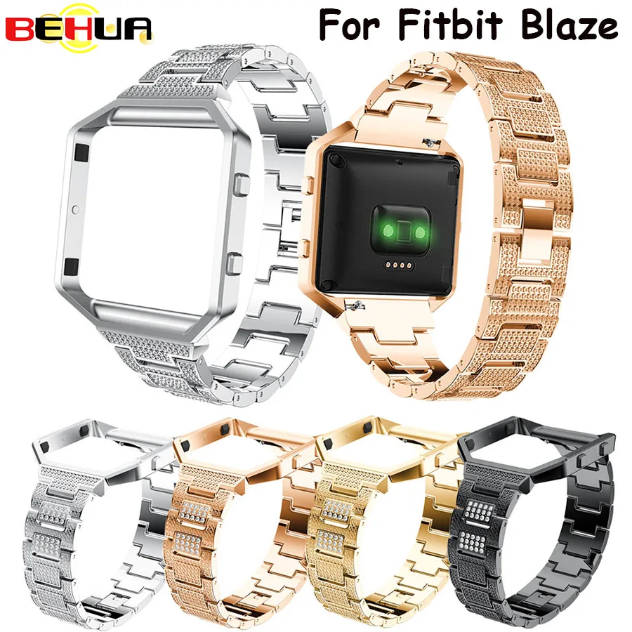 

For Fitbit Blaze Band For Smart Watch Band with Metal Frame Stainless Steel Replacement Strap for Fitbit Blaze Silver black 2017