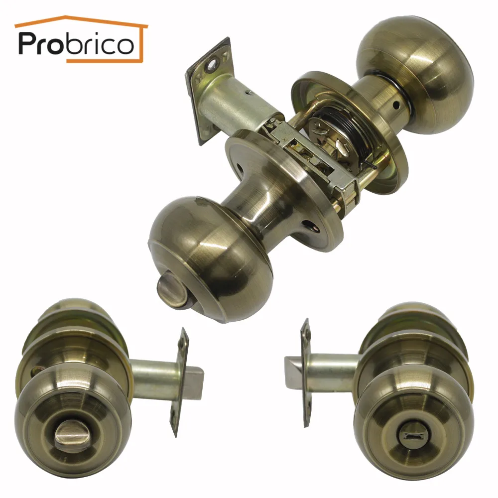 

Probrico Door Lock Knobs Handle Set for interior doors Antique Bronze Keyless Privacy Lock Door Hardware for Bathroom bedroom