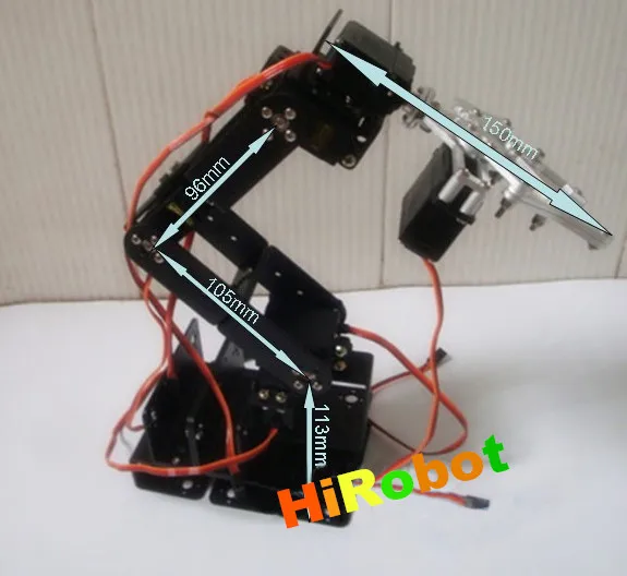 

6 dof robot arm with Metal mechanical claw,6pcs High torque servo,For Robot DIY,teaching demo,programming,Free shipping
