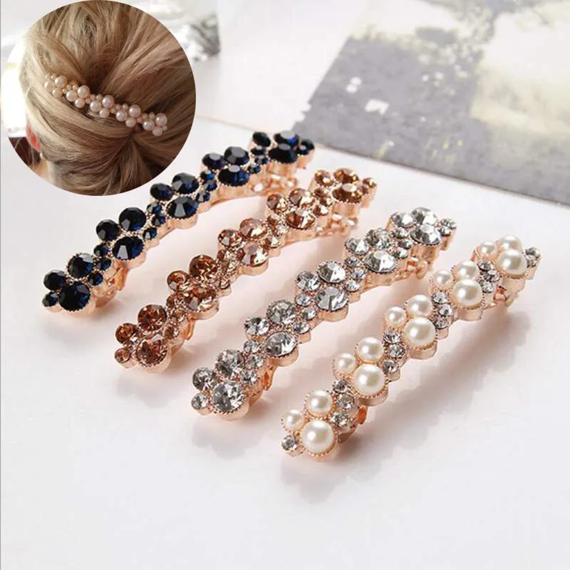 Buy Elegant Women Pearl Crystal Hair Clips For Girls
