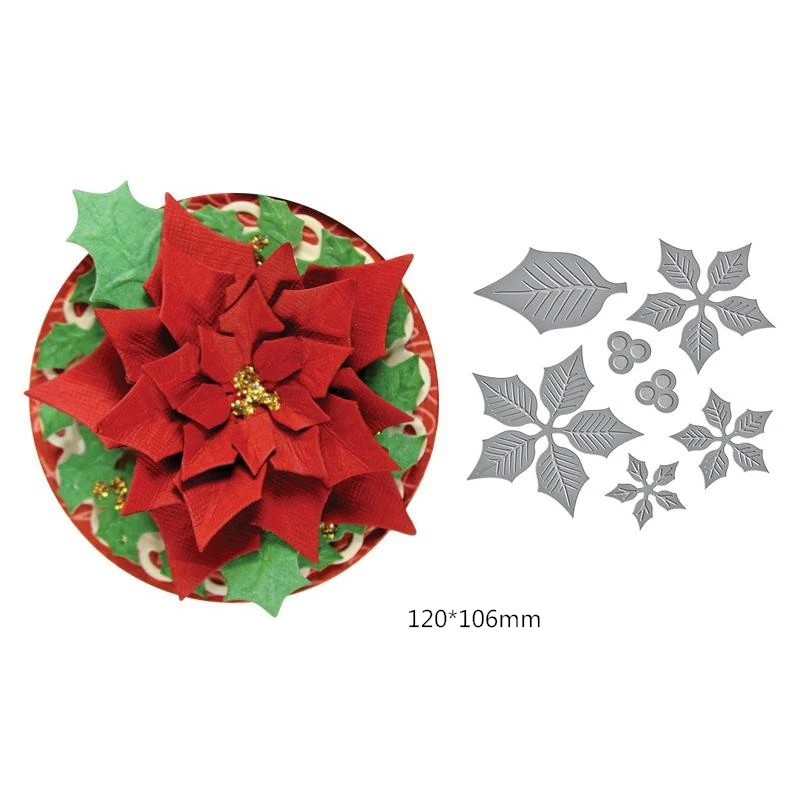 Swovo Poinsettia Цветы Свадебные высечки Металлические высечки для скрапбукинга для DIY тиснение из углеродной стали бумага художественная карта