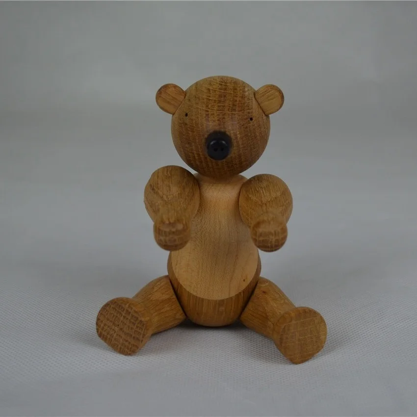 

Wholesale Nordic Denmark Solid Oak Wood Bear Ornament Animal Home Decoration Figurines Puppet kids Gifts Toys/Free Shipping