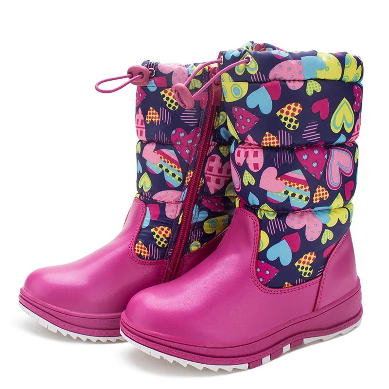 Winter boots for Girls Warm Plush Snow Boots Fashion synthetic leather Kids Toddler Shoes