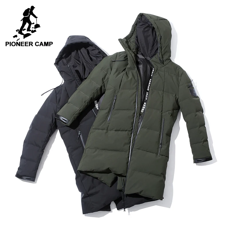 

Pioneer Camp men down jacket brand-clothing winter thicken warm duck down coat hooded male army green black AYR705308