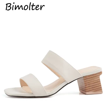 

Bimolter Fashion women shoes slippers sandals Peep toe Strange Heels shoes 2019 new sheep suede shallow high heels shoes FC098