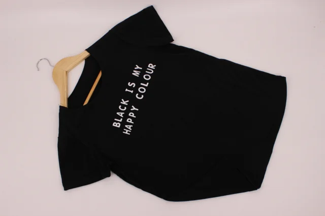 Black Is My Happy Color Letter Women Unisex Black O Neck T Shirts Printing Fashion Tee Black Tops Lady T-shirt 4 Plus size 1