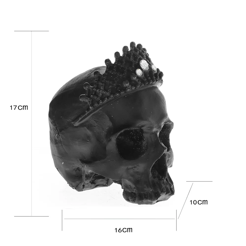 1:1 статуя короля черепа в натуральную величину, алмазная корона, черный череп, статуэтка монархов, Королевская корона, скульптура скелета, Готический Декор для рабочего стола