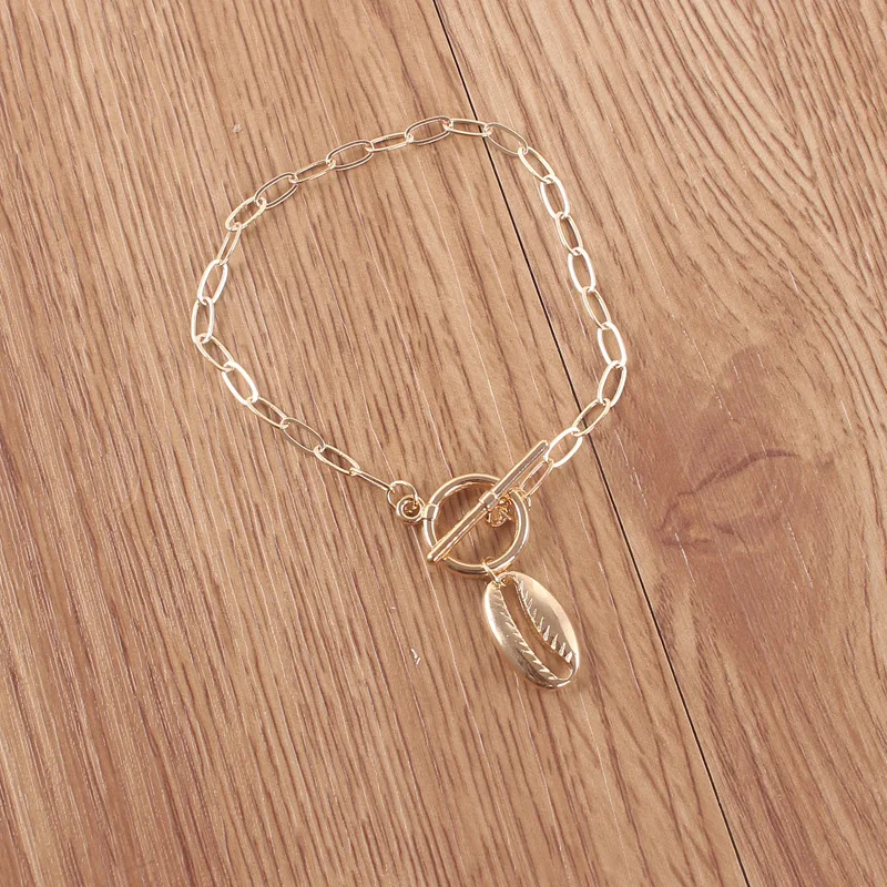 Морской стиль Каури ракушка браслет для женщин золото серебро цвет браслет-цепочка с бусинами модные пляжные ювелирные изделия