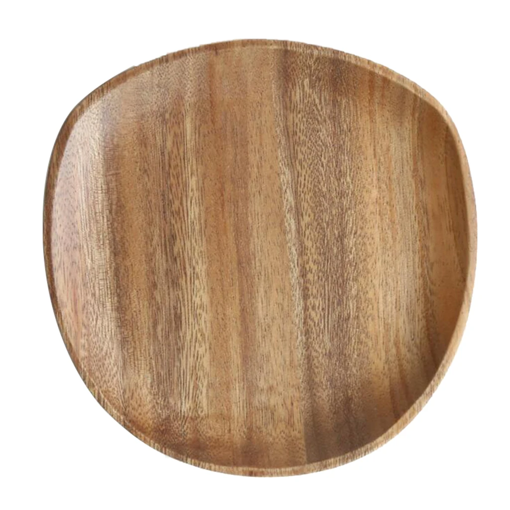 2pcs Wood Serving Tray Tea Food Server Dishes Plates Home Hotel Wooden Tray for Kitchen Dining Bar