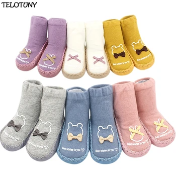 

2018 FASHION Newborn Baby Boys Girls Letter Bownot Floor Socks Anti-Slip Baby Step Socks ZY20