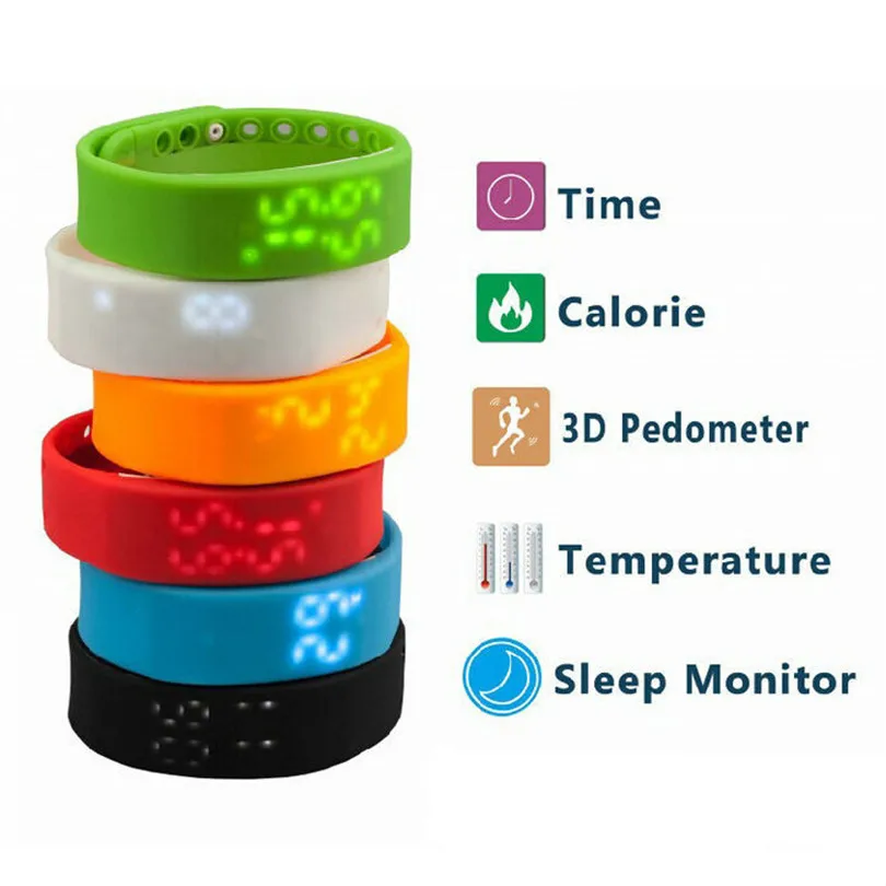 Adsumad наручные W2 SmartBand тонкий умный Браслет USB 3D Шагомер сна Температура калорий монитор время Дисплей Фитнес спортивные