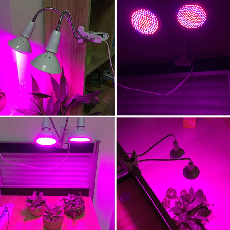 Yabstrip 200Leds Plant Flower Grow Light E27 Bulb Lamp Set Desk Clip Holder for plants seeding Veg Indoor Greenhouse hydroponics