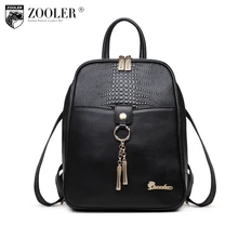 Zooler Genuine leather Backpack women schoolbag kanken backpack female backpacks Solid Girls School Bags for Girl Black 2108