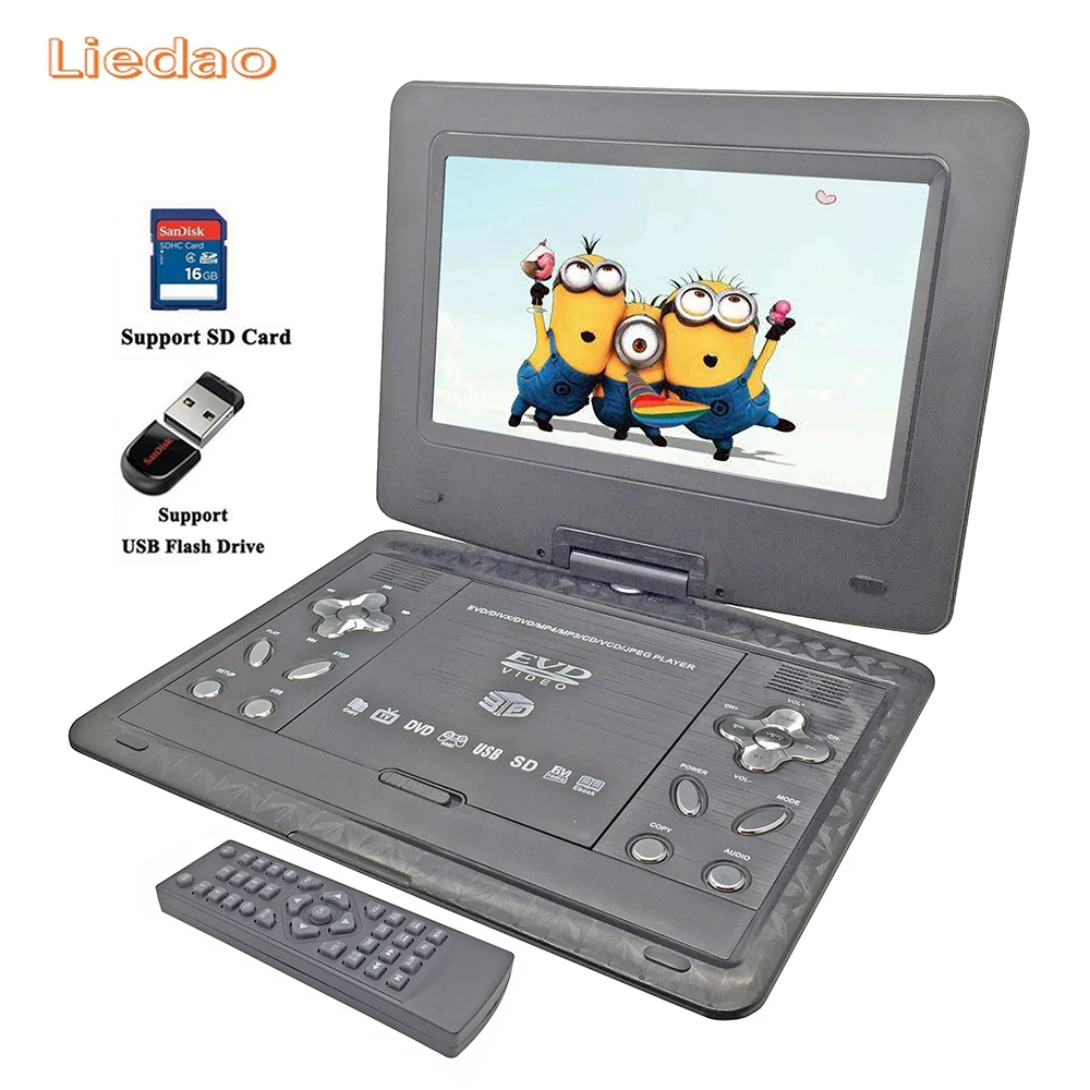 

Liedao 13.9inch Portable DVD Player Rechargerable Battery Game Player Radio Portable Analogue TV AV SD / MS / MMC Card Reader