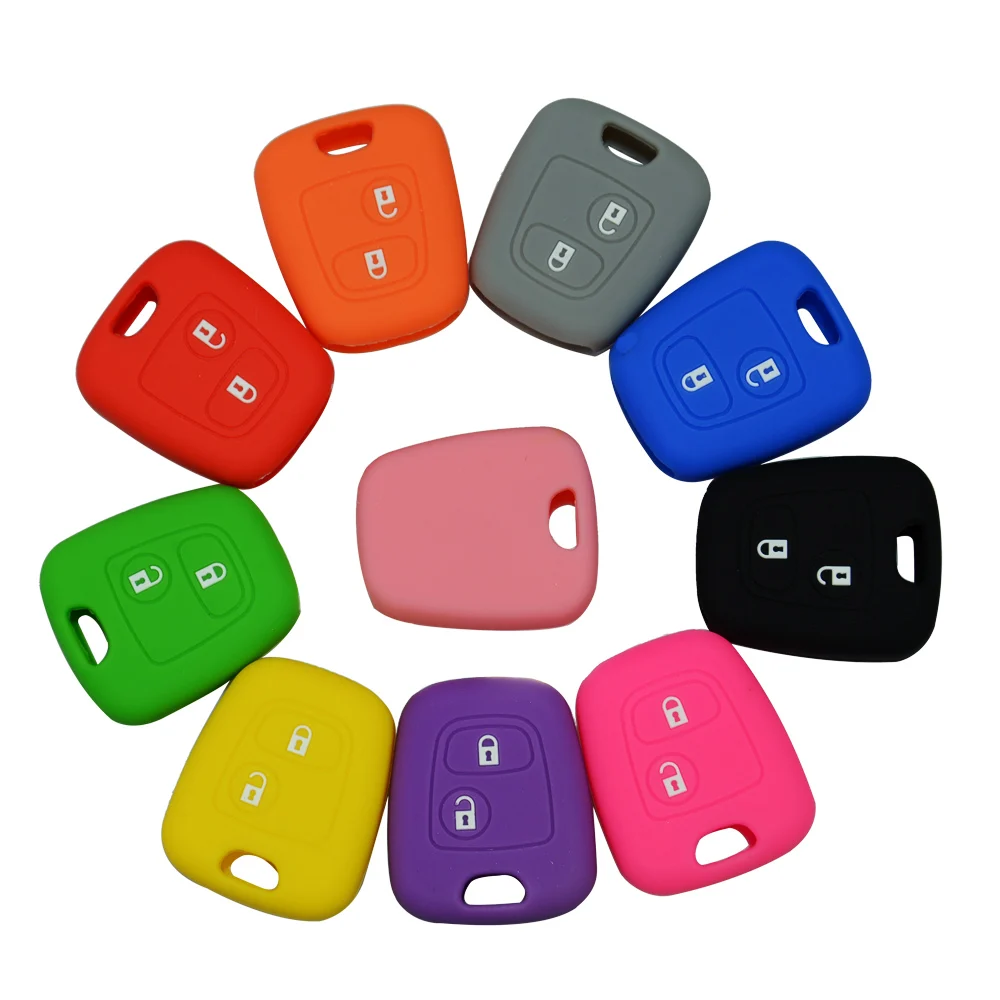 OkeyTech 1pcs of New Replacement Silicone Car Key Cover Case for Peugeot 206 307 207 408 2 Button Remote Key Silica Gel Cover